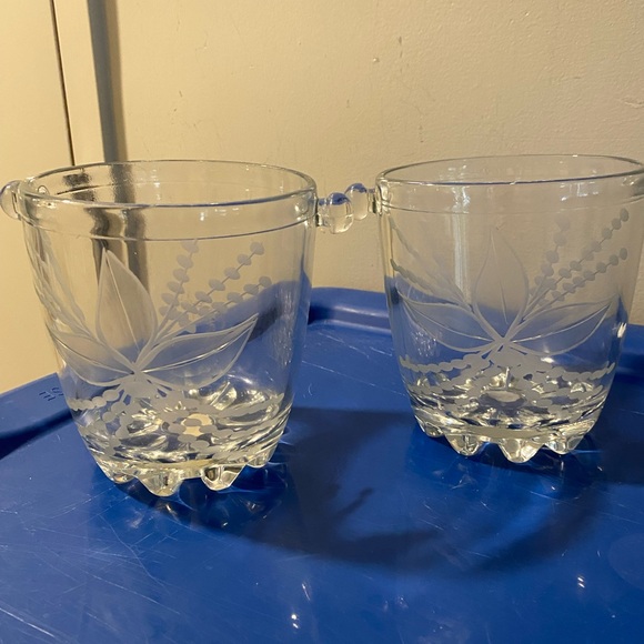 Clear Etched Glass Ice Buckets - Set of 2 - Picture 4 of 7
